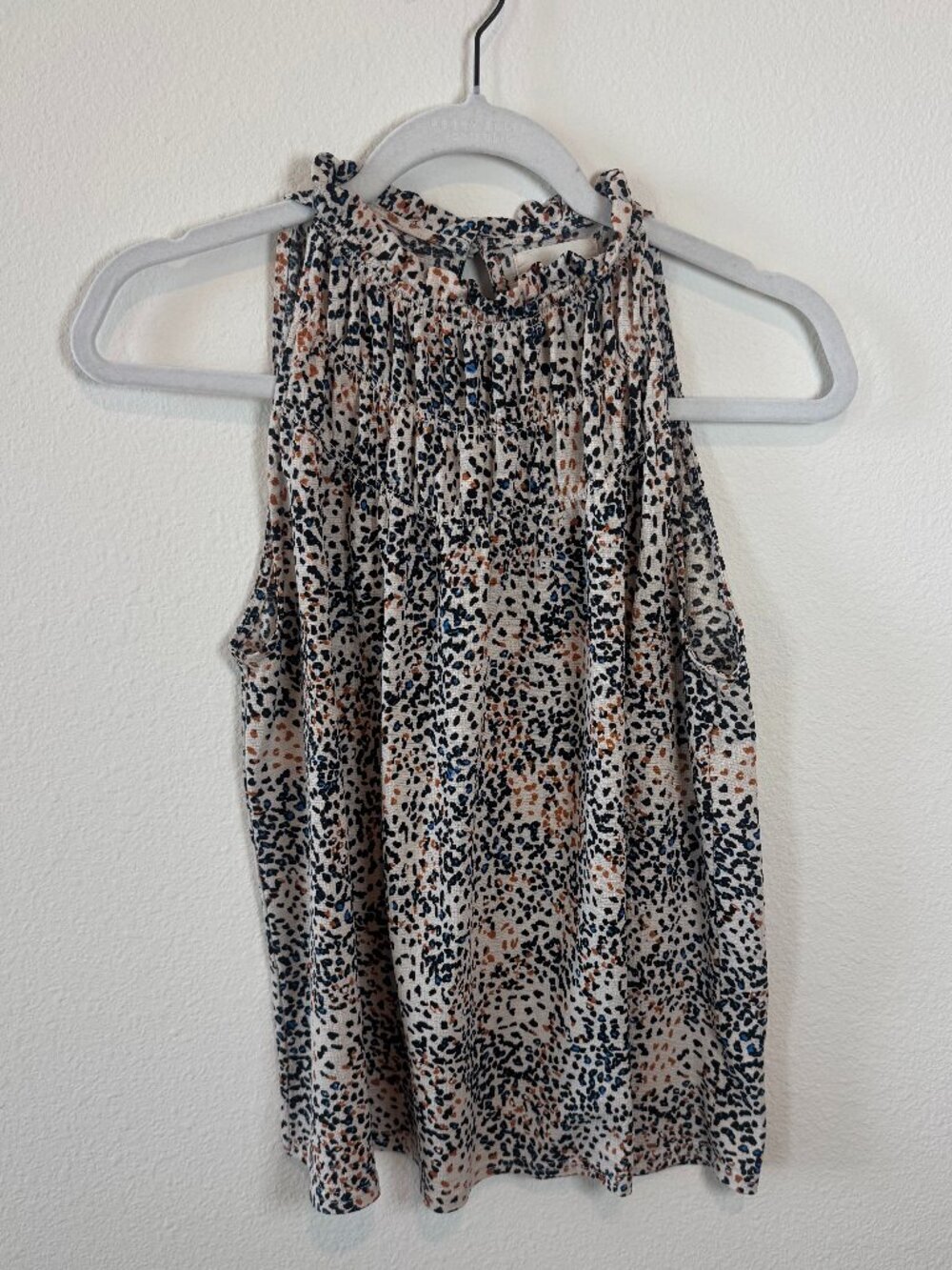 Melloday Animal Print Sleeveless High Neck Tank Top | Size Small